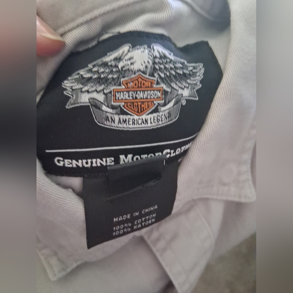 Harley-Davidson Sleevless Button Down Cotton Vest… - image 8